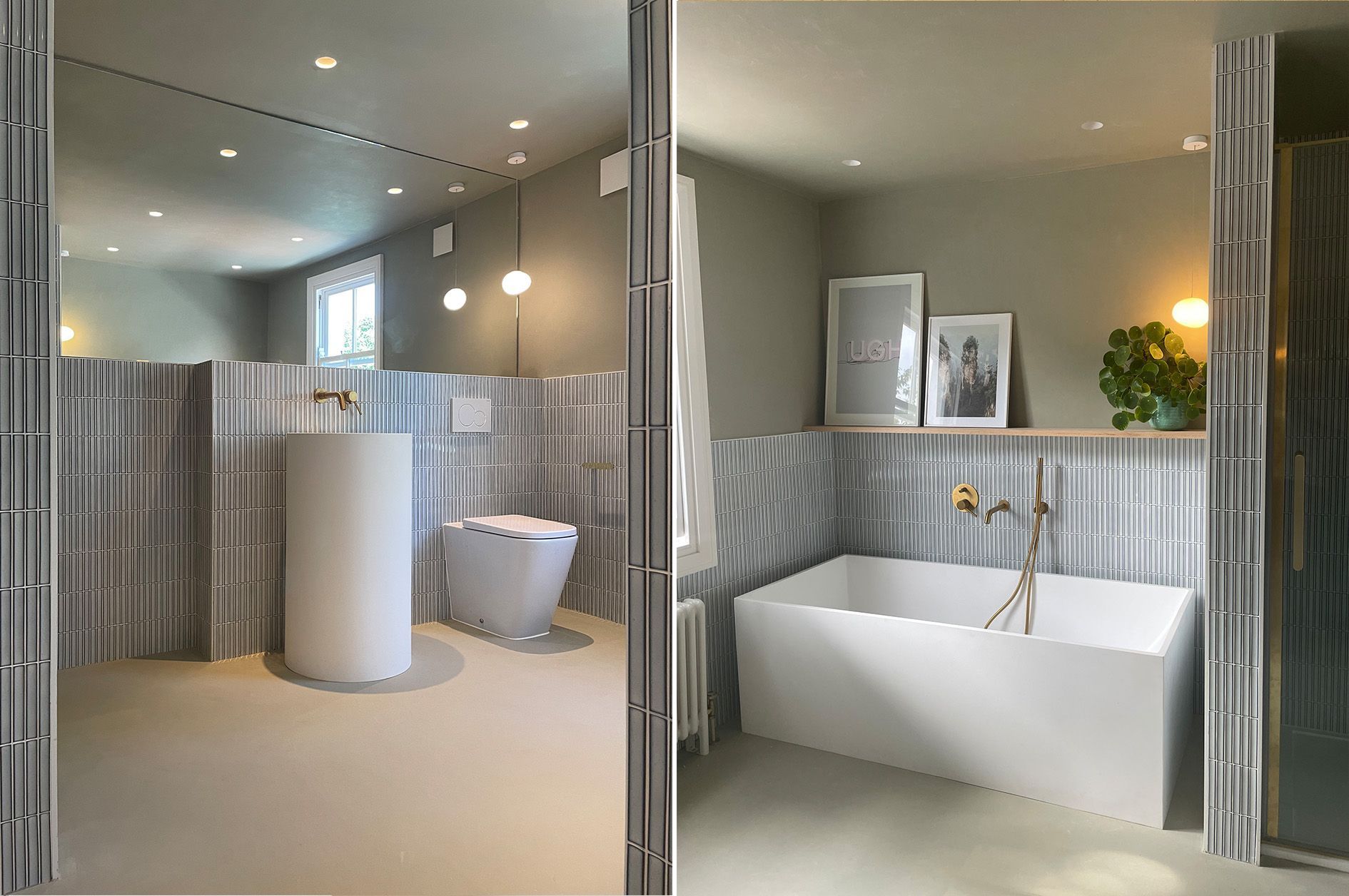 Kit kat white wall tiles used in a bathroom to make a unique look