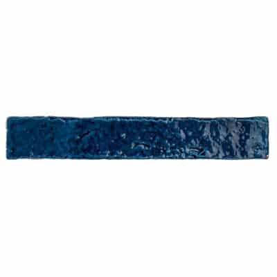A single dark blue rectangular ceramic tile with a glossy, textured surface.