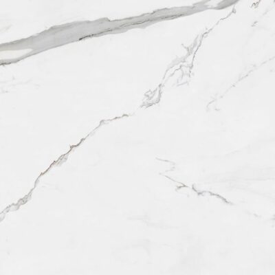 White marble surface with light gray veining.