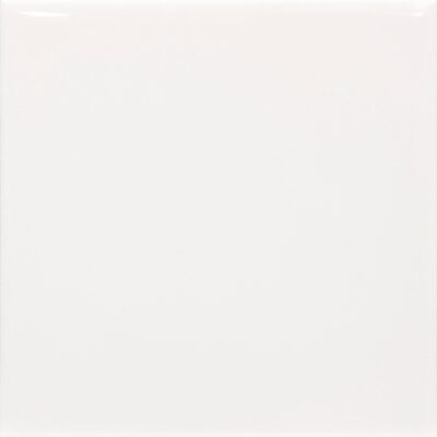 A plain white square ceramic tile.