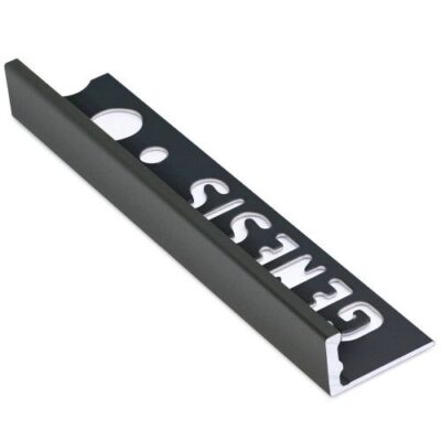 10mm Aluminium Straight Edge Trim 2.5m Brushed Black Glossy
